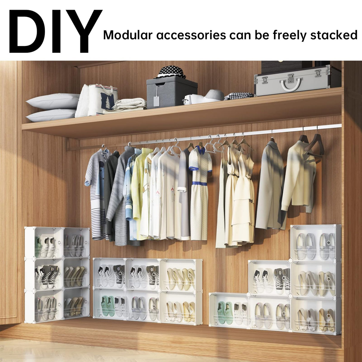 MAGINELS 4-Tier Slim Shoe Rack Organizer and Tall Storage for Closet,Hidden Thin Shoes Cabinet for Small Spaces,Narrow Shelves for Wall Behind Door,Entryway,White MAGINELS
