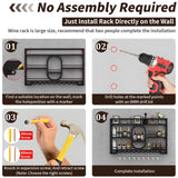 3-Tiers 47in Wine Rack Wall Mounted with LED Light, Floating Bar Shelves for Liquor Bottles Metal Industrial Display Shelf for Home Kitchen Bar Cafe Decoration, No Assembly Required Boshen