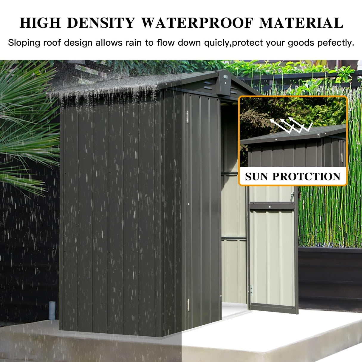 Domi Outdoor Storage Shed 5.7' x 3’, Metal Garden Shed with Galvanized Steel Frame for Bike, Tools, Lawn Mowers, Pool Toys, Outdoor Storage Cabinet with Lockable Door for Garden Lawn Patio (Dark Grey) domi outdoor living