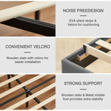 VECELO Dark Grey Upholstered Full Bed Frame with Adjustable Headboard, LED Lights & Integrated Charging Station VECELO