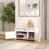 HOMEFORT Entryway Bench with Lift Top Storage,Shoe Storage Bench with Cushioned Seat,Wood Shoe Cabinet Bench,Bench for Bedroom End of Bed,Entry Hidden Shoe Bench for Mudroom,Hallway, White HOMEFORT