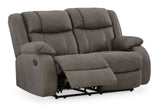 Signature Design by Ashley First Base Contemporary Faux Leather Manual Reclining Loveseat, Gray Signature Design by Ashley