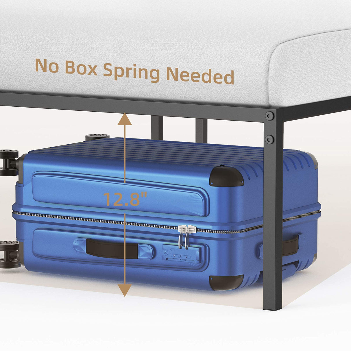 coucheta Full Metal Platform Bed Frame with Sturdy Steel Bed Slats,Mattress Foundation No Box Spring Needed Large Storage Space Easy to Assemble Non-Shaking and Non-Noise Black (Full) coucheta