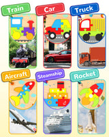 Yetonamr Wooden Toddler Puzzles Gifts Toys for 1 2 3 Years Old Boys Girls, 6 Vehicle Shape Montessori Toys Educational Blocks Kids Toys Gift Baby Learning Toy Age 1-3, 2-4 Yetonamr