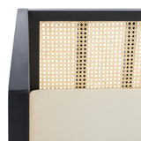 SAFAVIEH Home Collection Dune Coastal Black Rattan 3-Seater Sofa with White Cushion SAFAVIEH