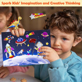 PARTYWIND Foil & Pom poms Art Fun Kit for Kids Ages 4-8 - Unicorns, Princesses, and Ocean DIY Arts & Crafts Supplies, Quiet Time Travel Toys, Birthday Gifts for Girls & Boys Ages 4 5 6 7 8 9 10 11 12 PARTYWIND