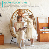 SWITTE Wicker Egg Chair Outdoor Indoor, Oversized Rattan Patio Lounge Chairs with Cushion for Backyard, Living Room, Steel Frame, 480lb Capacity-Cream SWITTE