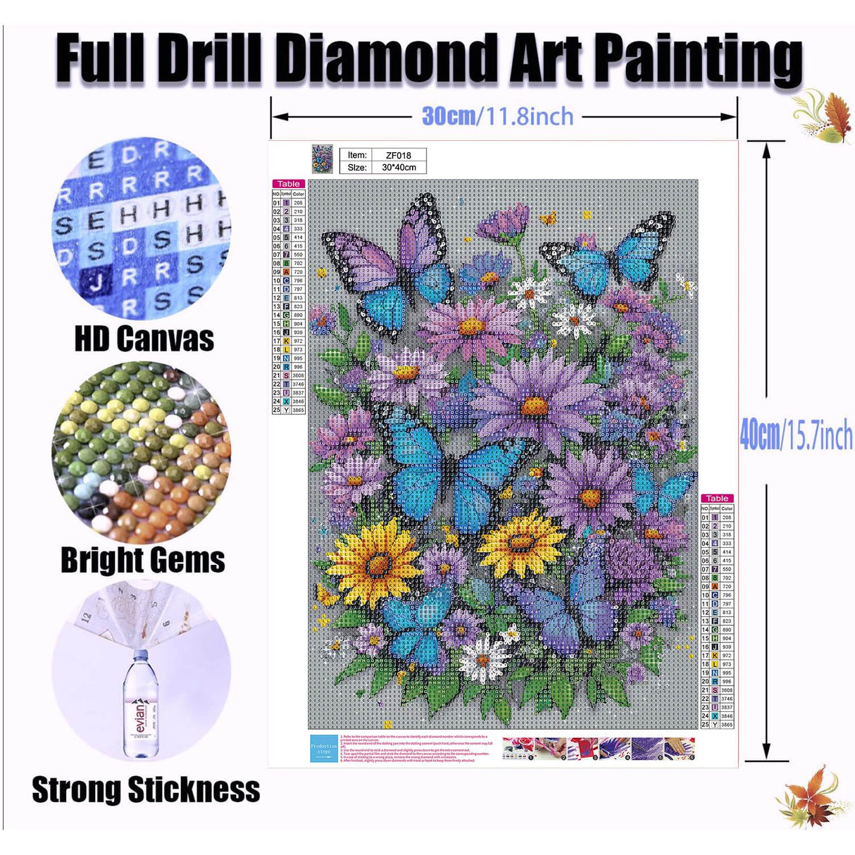Butterfly Flower Diamond Art Painting Kits for Adults - Full Drill Diamond Dots Paintings for Beginners, Round 5D Paint with Diamonds Pictures Gem Art Painting Kits DIY Adult Crafts Kits 12x16inch Legrace