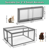 COZIWOW Portable Chicken Coop with UV-Proof Panel, 4X Garden Stakes, Wooden Rabbit Hutch, Chicken Brooder Indoor, Outdoor Folding Chicken Cage, Top & Side Openable Doors, 45.3Inch (Grey) COZIWOW