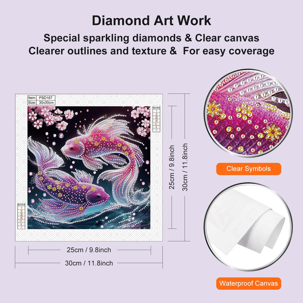 WSLWXSHM 5D Special Shape Diamond Art Kits for Beginners, Diamond Painting Kits for Adults Fish, Crystal Rhinestones Diamond Painting for Home Wall Decoration Gift 12×12inch/30×30cm, Brocaded Carp WSLWXSHM