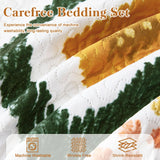 Tyrot 3 Piece Boho Floral Full/Queen Quilt Sets Farmhouse Botanical Reversible Lightweight Bedspread Coverlet with 2 Shams Mid Century Leaves Microfiber Bedding Quilts Set for All Season, 90''x96'' Tyrot