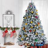 Yaheetech 7.5ft Premium Snow Flocked Hinged Artificial Christmas Fake Spruce Full Tree for Home Office Party Decoration with 1284 Branch White Snow Tips and Metal Stand Yaheetech