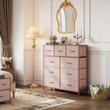 WLIVE 9-Drawer Dresser, Fabric Storage Tower for Bedroom, Hallway, Entryway, Closet, Tall Chest Organizer Unit with Fabric Bins, Steel Frame, Wood Top, Easy Pull Handle, Pink WLIVE