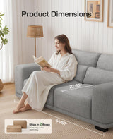 Marsail 65" Loveseat Sofa, Love Seat for Living Room, Comfy Couch with Deep Seats and Wide Armrests, Sofa Couch with Supportive Cushion and Sturdy Frame, Easy to Clean with Removable Covers, Grey Marsail