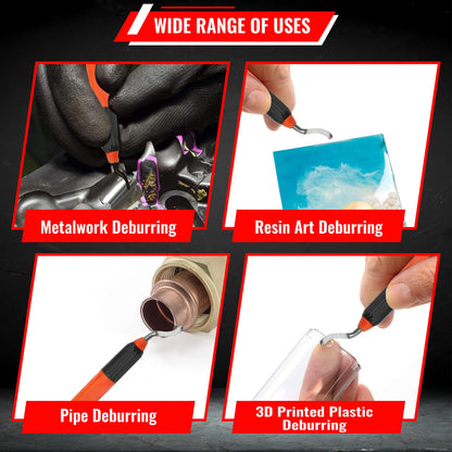 AFA Tooling - Deburring Tool with 10 Extra High Speed Steel Swivel Blades - Works on Metal, Resin, PVC Pipes, Copper, Plastic and 3D Printed Edges - Plumbing & 3D Printing Burr Removal Reamer - WoodArtSupply