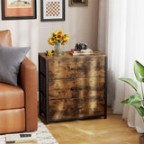 Memobarco Nightstand, End Table, Bedside Table, Small Tall Dresser for Bedroom with 3 Storage Drawer, Chest of Drawers Fabric Dressers with Steel Frame, Wooden Top & Front for Living Room Memobarco