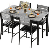 IRONCK Dining Table Set for 4, Wood Kitchen Table with Upholstered Chairs for Kitchen Room and Small Spaces, Grey IRONCK