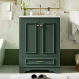 Merax 24" Bathroom Vanity with Sink, Modern Wood Bathroom Vanity Storage Cabinet with Adjustable Shelf and 1 Bottom Drawer, Solid Wood Frame, Ceramic Sink Top Merax