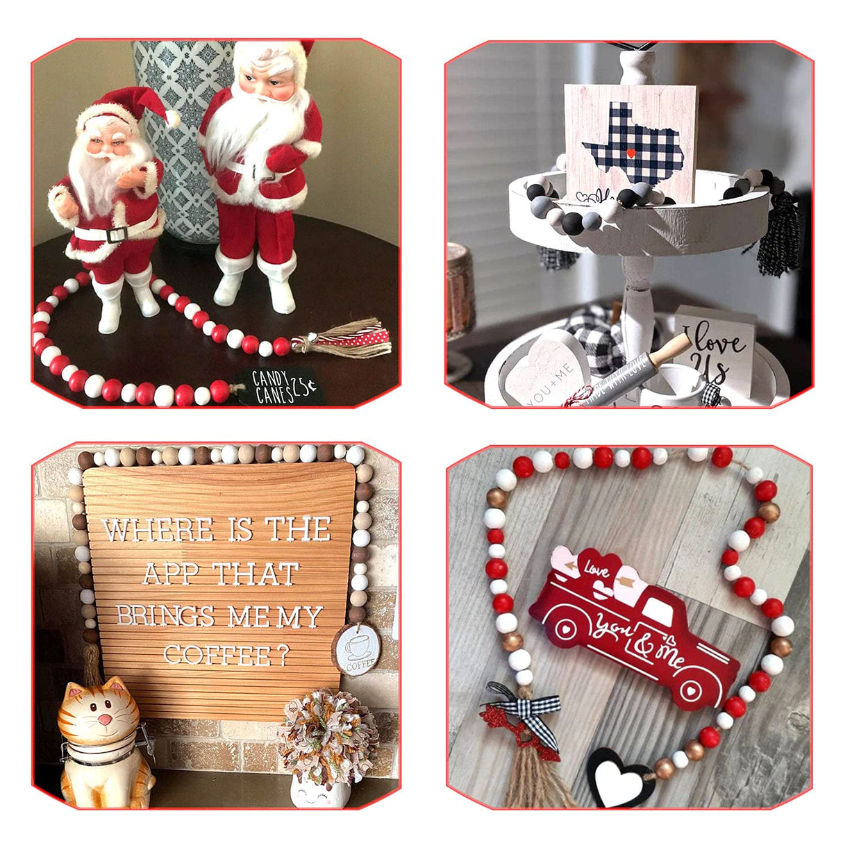 60 Pieces 18mm White Wood Beads for Handmade Crafts, Round Wooden Beads Bulk with 4mm Hole for for Farmhouse Garland,/ Craft Making woodeni