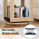 PulSpeed 360° Rotating Bookshelf 59" Tall - 4-Tier Solid Beech Wood & Iron Shelf DIY Pegboard, Anti-Tip Design Heavy Duty Storage for Small Space/Office/Living Room/Nursery/Apartment/Kid's Room PulSpeed