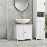 kleankin Pedestal Sink Storage Cabinet, Under Sink Cabinet with U-Shape and Adjustable Internal Shelf, White kleankin