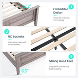 LINSY Farmhouse Bed Frame, Full Bedframe with Headboard and Footboard, Wooden Bed Frame with Solid Wood Slats, Rustic Grey Platform Bed Frames Full Size, No Box Spring Needed LINSY