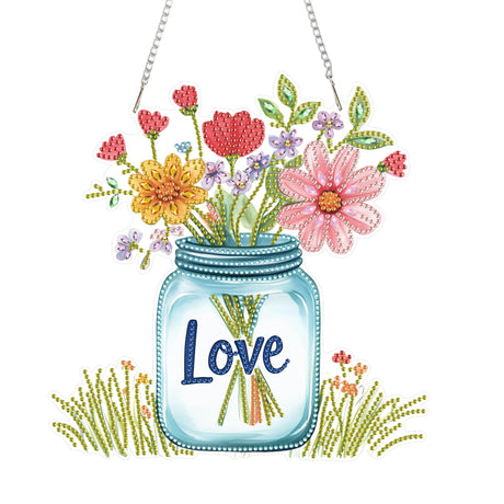 Eiflow Acrylic Diamond Art Hanging Ornament Kit for Adults Word Love, DIY Diamonds Painting Door Hanger Board Kit, Special Crystal Diamond Art Painting Pendant Eiflow