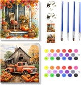 VIGEGU 2 Pack Fall Paint by Numbers Kit for Adults with Framed,Thanksgiving Paint by Number DIY Adult Paint by Number Kits for Wall Decor 10x10in VIGEGU
