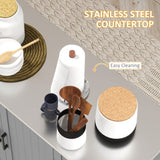 HOMCOM Kitchen Island with Storage, Rolling Kitchen Island on Wheels with Drawer, 3 Cabinets, Stainless Steel Countertop, Spice Rack and Towel Rack, Gray HOMCOM