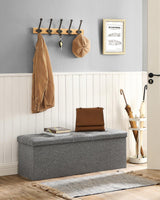 SONGMICS Mazie Collection - 43 Inches Ottoman Storage Bench, 35 Gal. Folding Chest with Breathable Linen-Look Fabric, Load up to 660 lb, for Entryway, Living Room, Bedroom, Light Gray ULSF077G05 SONGMICS