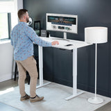 VIVO Electric 60 x 30 inch Standing Desk Workstation, Memory Controller Height Adjustment, 1B Series, White Top White Frame, DESK-KIT-1W6W-30 VIVO