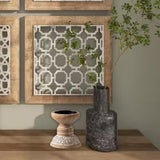 SOFE Farmhouse Wood Candle Holder, Handmade Pillar Candle Holders Brown Rustic Candle Stand Decorative, Candle Pedestal for Coffee Table, Living Room, Room Decor Aesthetic SOFE