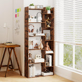 Tangkula 6-Tier Bookshelf, 64”H Tall Open Bookcase with Anti-Tip Kits, Home Office Free-Standing Wood Room Divider Display Shelf, Modern 11-Shelf Storage Rack for Study, Living Room (1, Rustic Brown) Tangkula