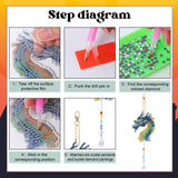 Sitsink Dragon Diamond Painting Wind Chimes - 6 Pcs Art Kits for Adults, Legend Animal Suncatchers Sitsink