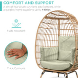 Best Choice Products Wicker Egg Chair, Oversized Indoor Outdoor Lounger for Patio, Backyard, Living Room w/ 4 Cushions, Steel Frame, 440lb Capacity - Sage Best Choice Products