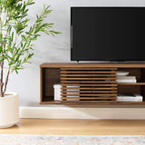 Modway Render 60" Mid-Century Modern Wall Mount Media Console TV Stand, 60 Inch, Walnut Modway