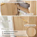 RedLemon 68" Tall Bathroom Narrow Storage Cabinet with Adjustable Shelf, Drawer & Faux Marble Top, Curved Profile Linen Tower for Bathroom, Living Room, Kitchen, Natural Oak Color RedLemon