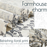 jinchan Floral Linen Blend Curtains for Living Room Black French Country Farmhouse 84 Inch Long Light Filtering Semi Sheer Kitchen Window Back Tab Curtains 2 Panels jinchan