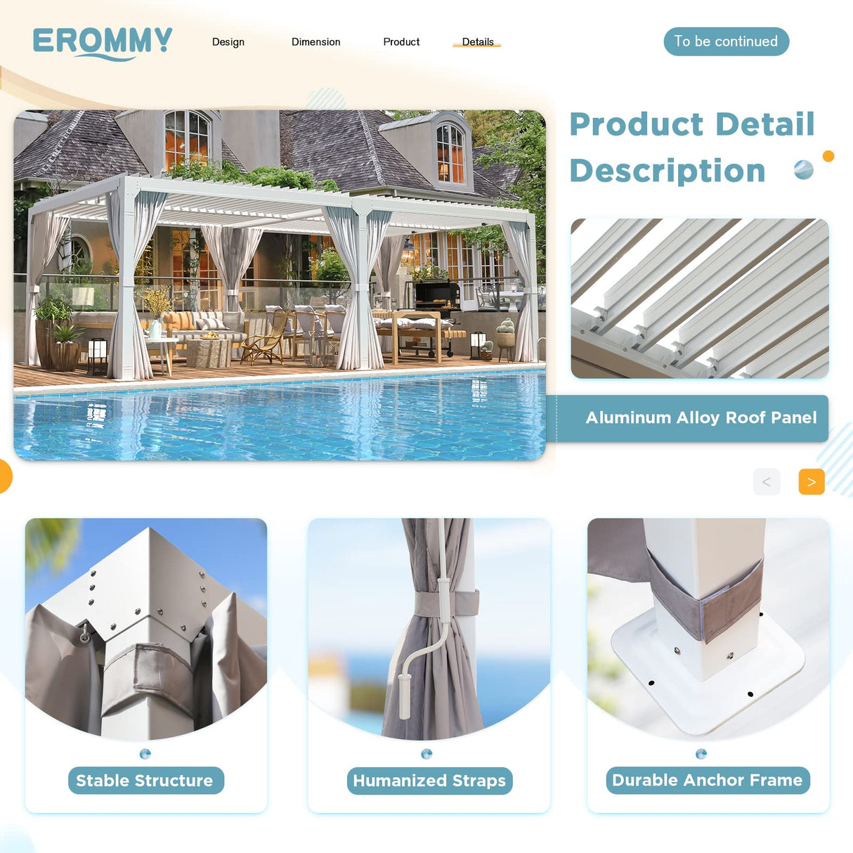 EROMMY 12x20FT Louvered Pergola Outdoor Sun Shade Shelter with Aluminum Frame and Adjustable Metal Rainproof Roof for Garden & Patio, Curtains and Netting Included, White EROMMY