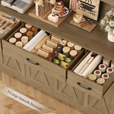 HOSTACK 71" Tall Kitchen Pantry Storage Cabinet with Charging Station, 55" Wide Kitchen Hutch Cabinet with Large Countertop, Farmhouse Food Pantry with Drawers for Living Room (Rustic Brown) HOSTACK