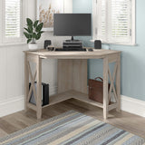Bush Furniture Key West Small Corner Desk in Washed Gray Bush Business Furniture