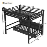 Queen Over Queen Metal Bunk Bed with Storage Drawers and Shelves, Heavy Duty Bunk Beds with LED Lights and Charging Station for Kids,Adults,Convertible into a Sofa Bed,Black Bellemave