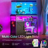 HOOBRO 40-50 Gallon Fish Tank Stand with Power Outlet and LED Light, Metal Frame Aquarium Stand with Cabinet Storage, for Reptile Turtle Tank, 440 LBS Capacity, 36.6'' L x 18.9'' W, Black BB93UDFT01 HOOBRO