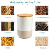 vancasso Sabine Canister Sets for Kitchen, Ceramic Kitchen Canisters for Countertop with Airtight Wood Lids, Large Flour and Sugar Containers for Coffee, Tea, Spice (Set of 3) vancasso