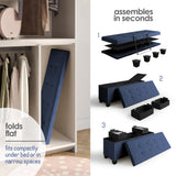 STORAGEBUD Storage Ottoman Bench with Bins, 43-in Storage Bench for Bedroom End of Bed, Folding Foot Rest Ottoman for Living Room Max 660lbs, Velvet Ottomans, Blue STORAGEBUD