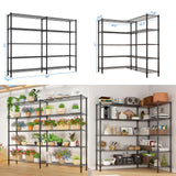 L Shaped Adjustable Storage Shelves, 58''W 5 Tier Standing Shelf Unit, 1500LBS Metal Wire Shelving for Storage, Heavy Duty Garage Organizer Shelf Pantry Shelf Kitchen Shelving, 58''W*71''H*13.8" D SESAISHEIR