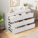 Jocoevol White 6 Drawer Dresser for Bedroom, 15.3" D x 47.2" W x 32.3" H in Simply Modern Chest of Drawers, Wood Storage Double Dresser with Deep Drawers for Living Room, Hallway Entryway, White Jocoevol