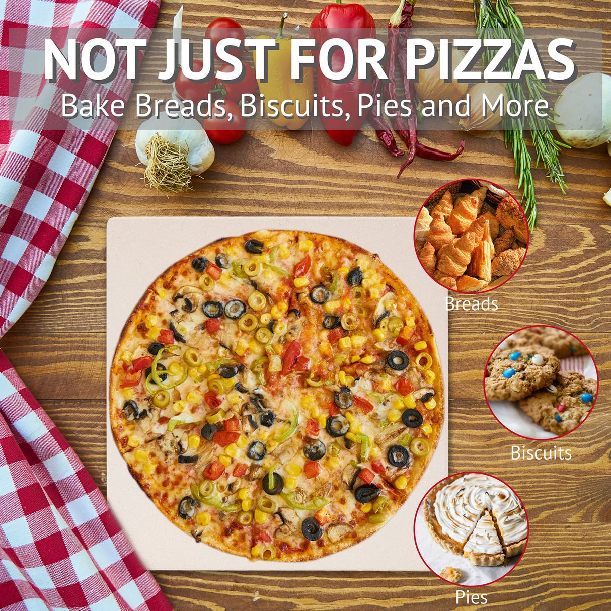 Waykea 10”x10.4”x0.5” Pizza Stone for Toaster Oven | Rectangular Cordierite Grilling Stone Bread Baking Stone for Grill, Oven waykea