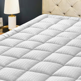 HYLEORY King Mattress Pad Quilted Fitted Mattress Protector Cooling Pillow Top Mattress Cover Breathable Fluffy Soft Mattress Topper with 8-21" Deep Pocket HYLEORY
