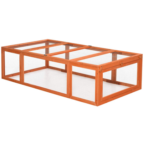 PawHut Large Wooden Rabbit Hutch Bunny Hutch Small Animal Habitat Enclosure Outdoor Run and Lockable Doors, Natural PawHut